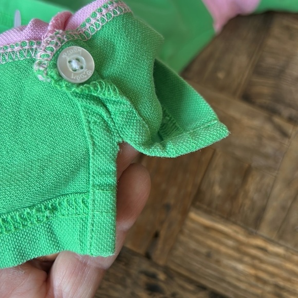 Lilly Pulitzer Girls Long Sleeve Pink Green Striped Polo Shirt Size 8 - Picture 9 of 10